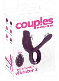 Фиолетовая насадка на член с клиторальным отростком и пультом ДУ RC Couple’s Vibrator 2 - Orion - в Подольске купить с доставкой