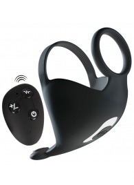 Черная вибронасадка для эрекции и стимуляции мошонки Cock ring with RC ball massager - Orion - в Подольске купить с доставкой