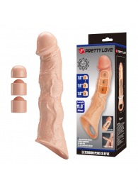 Телесный фаллоудлинитель с 3 вставками - 28 см. - Baile - в Подольске купить с доставкой