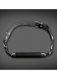 Чёрный кляп-трензель на кожаных ремешках с застёжкой - Sitabella - купить с доставкой в Подольске