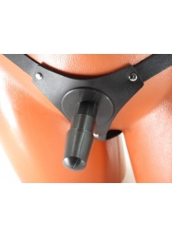 Черные кожаные трусики со штырьком для насадок - БДСМ Арсенал - купить с доставкой в Подольске