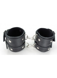 Черные кожаные оковы с двумя пряжками - БДСМ Арсенал - купить с доставкой в Подольске