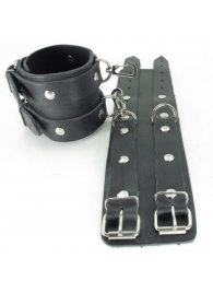 Черные кожаные оковы с двумя пряжками - БДСМ Арсенал - купить с доставкой в Подольске