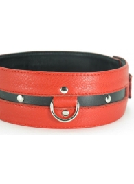 Черно-красный кожаный ошейник увеличенного размера - БДСМ Арсенал - купить с доставкой в Подольске