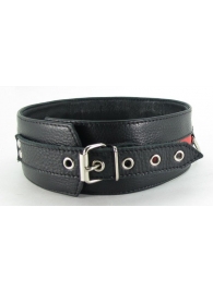 Черно-красный кожаный ошейник увеличенного размера с кольцом - БДСМ Арсенал - купить с доставкой в Подольске