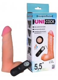 Фаллическая насадка Харнесс UNICOCK 5,5  с вибрацией - 17 см. - LOVETOY (А-Полимер) - купить с доставкой в Подольске