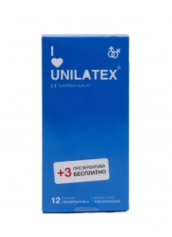 Классические презервативы Unilatex Natural Plain - 12 шт. + 3 шт. в подарок - Unilatex - купить с доставкой в Подольске