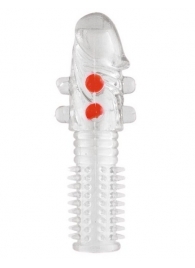 Гелевая прозрачная насадка с шариками и шипами - 14 см. - Toyfa Basic - в Подольске купить с доставкой