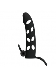 Чёрная закрытая насадка на пенис с вибрацией - 15,2 см. - Baile - в Подольске купить с доставкой