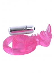 Розовая вибронасадка со стимулятор клитора   Язычок - Toyfa Basic - в Подольске купить с доставкой