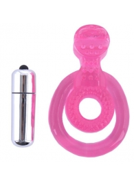 Розовая вибронасадка со стимулятор клитора   Язычок - Toyfa Basic - в Подольске купить с доставкой