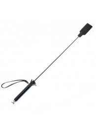 Чёрный кожаный стек с прямоугольным наконечником - 66 см. - БДСМ Арсенал - купить с доставкой в Подольске