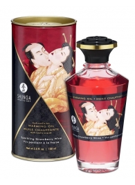 Массажное интимное масло с ароматом клубничного вина - 100 мл. - Shunga - купить с доставкой в Подольске