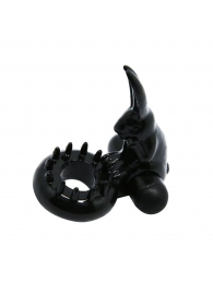 Чёрное эрекционное виброкольцо с зайчиком - Baile - в Подольске купить с доставкой