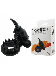 Чёрное эрекционное виброкольцо с зайчиком - Baile - в Подольске купить с доставкой