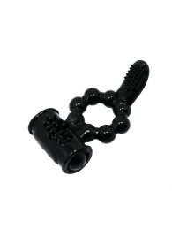 Чёрное эрекционное виброкольцо с щеточкой - Baile - в Подольске купить с доставкой