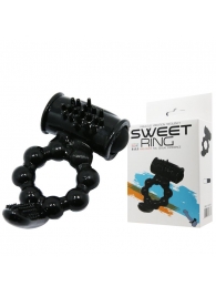 Чёрное эрекционное виброкольцо с щеточкой - Baile - в Подольске купить с доставкой