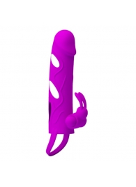 Лиловая вибронасадка на пенис с подхватом мошонки - Baile - в Подольске купить с доставкой