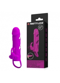 Лиловая вибронасадка на пенис с подхватом мошонки - Baile - в Подольске купить с доставкой