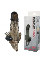 Дымчатая удлиняющая насадка с вибрацией и отростком для преданусного массажа - Baile - в Подольске купить с доставкой