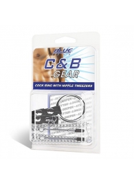 Кольцо на пенис с зажимами на соски 100% PVC STRAP WITH METAL SNAP - BlueLine - в Подольске купить с доставкой