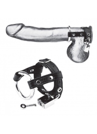 Утяжка на пенис на замочке Duo Cock And Ball Lock - BlueLine - купить с доставкой в Подольске
