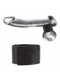 Чёрная утяжка на мошонку 1  Velcro Ball Stretcher - BlueLine - купить с доставкой в Подольске