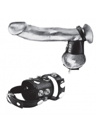 Утяжка на пенис и мошонку Cock Ring With 1.5  Ball Stretcher And Optional Weight Ring - BlueLine - купить с доставкой в Подольске