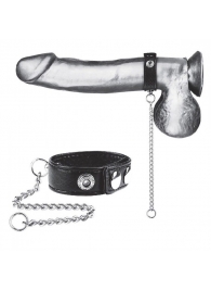 Утяжка на пенис с поводком Snap Cock Ring With 12  Leash - BlueLine - купить с доставкой в Подольске