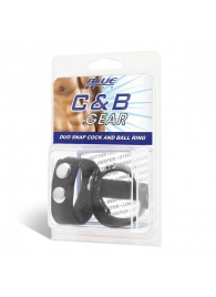Утяжка на пенис с клёпками Duo Snap Cock And Ball Ring - BlueLine - купить с доставкой в Подольске