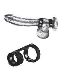 Утяжка на пенис с клёпками Duo Snap Cock And Ball Ring - BlueLine - купить с доставкой в Подольске