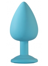 Большая голубая анальная пробка Emotions Cutie Large с фиолетовым кристаллом - 10 см. - Lola Games - купить с доставкой в Подольске