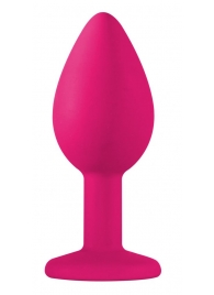 Малая розовая анальная пробка Emotions Cutie Small с чёрным кристаллом - 7,5 см. - Lola Games - купить с доставкой в Подольске