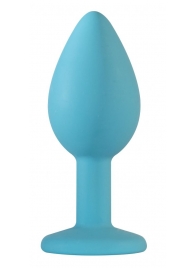 Малая голубая анальная пробка Emotions Cutie Small с розовым кристаллом - 7,5 см. - Lola Games - купить с доставкой в Подольске