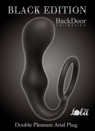 Чёрное эрекционное кольцо с анальной пробкой Double Pleasure Anal Plug - Lola Games - в Подольске купить с доставкой