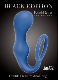 Синее эрекционное кольцо с анальной пробкой Double Pleasure Anal Plug - Lola Games - в Подольске купить с доставкой