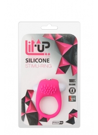 Розовое эрекционное кольцо с щеточкой LIT-UP SILICONE STIMU RING 5 - Dream Toys - в Подольске купить с доставкой