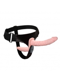 Женский страпон на эластичных ремешках с вибрацией и вагинальной пробкой - 18 см. - Baile - купить с доставкой в Подольске