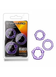 Набор из 3 фиолетовых эрекционных колец Stay Hard Beaded Cockrings - Blush Novelties - в Подольске купить с доставкой