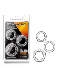 Набор из 3 прозрачных эрекционных колец Stay Hard Beaded Cockrings - Blush Novelties - в Подольске купить с доставкой
