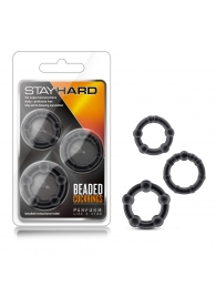 Набор из 3 чёрных эрекционных колец Stay Hard Beaded Cockrings - Blush Novelties - в Подольске купить с доставкой