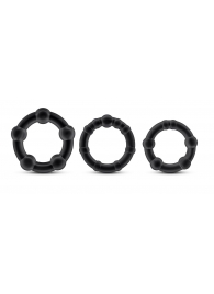 Набор из 3 чёрных эрекционных колец Stay Hard Beaded Cockrings - Blush Novelties - в Подольске купить с доставкой