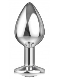 Большая серебристая анальная пробка Diamond Clear Sparkle Large с прозрачным кристаллом - 8 см. - Lola Games - купить с доставкой в Подольске