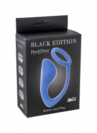 Синее эрекционное кольцо с анальной пробкой Button Anal Plug - Lola Games - в Подольске купить с доставкой