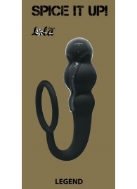 Чёрное эрекционное кольцо Legend с анальным стимулятором - Lola Games - в Подольске купить с доставкой