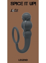 Серое эрекционное кольцо Legend с анальным стимулятором - Lola Games - в Подольске купить с доставкой