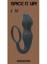 Серое эрекционное кольцо Sensation с анальным стимулятором - Lola Games - в Подольске купить с доставкой