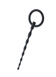 Чёрный уретральный плаг с кольцом - ToyFa - купить с доставкой в Подольске