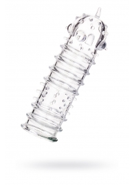 Прозрачная насадка на пенис TOYFA A-Toys с ребрами и точками - 15,3 см. - A-toys - в Подольске купить с доставкой