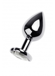 Серебристая анальная пробка с прозрачным кристаллом-сердцем - 8 см. - ToyFa - купить с доставкой в Подольске